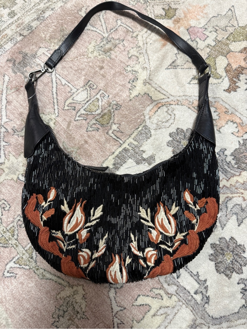 NWOT Free People Bugle Beaded Shoulder Bag- Black - Picture 4 of 6